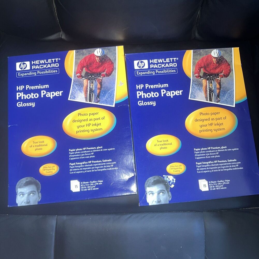 Photo Paper HP Premium Gloss 15 sh. fast drying 2 Pack 1 Unopened 1 Opened Compu